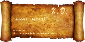 Kaposi Dezső névjegykártya